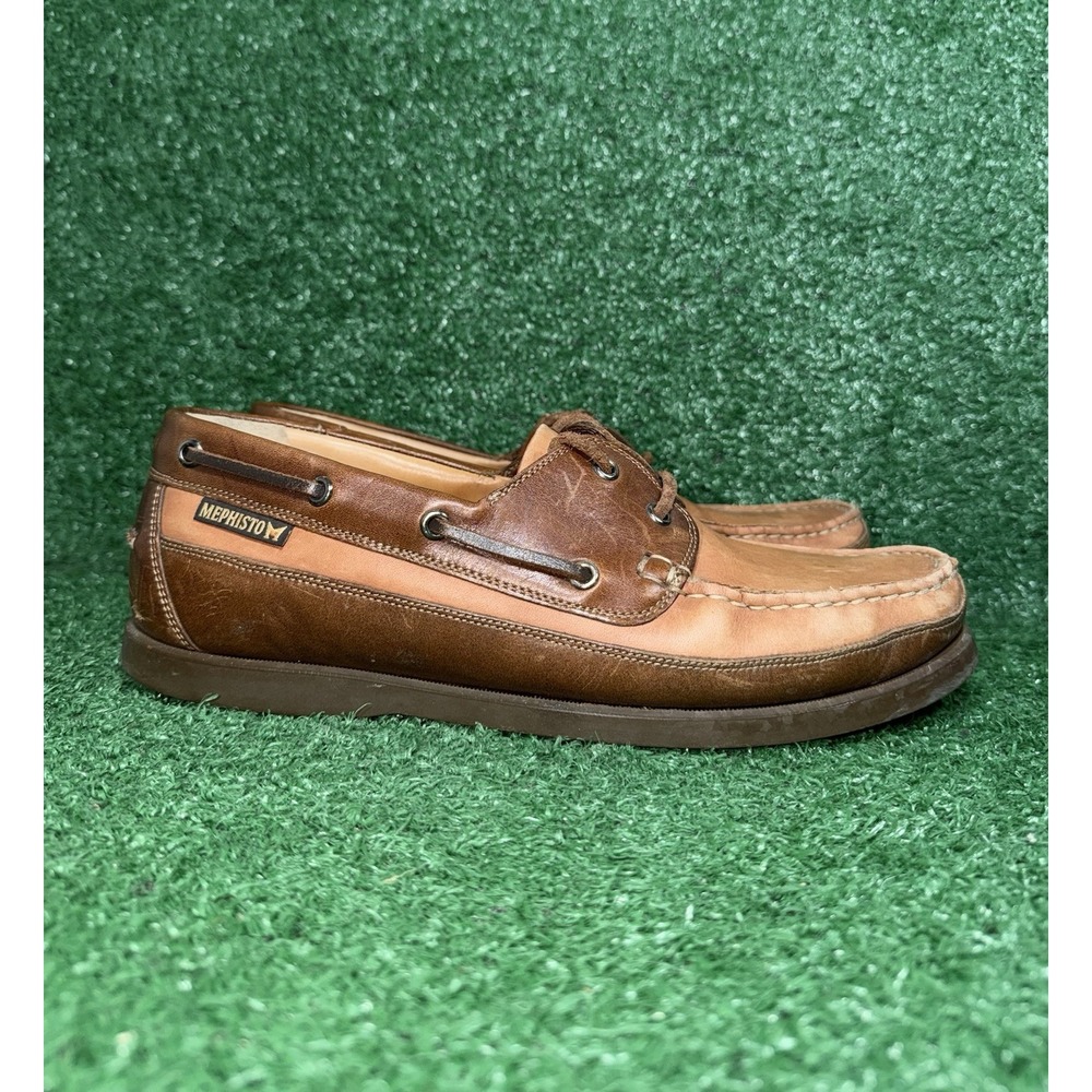 MEPHISTO Men Size 9.5 Brown Leather Hurrikan Boat Shoes Slip‎ On Luxury Sneakers